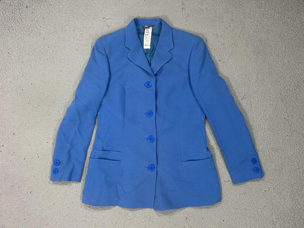 Vintage Gianni Versace Couture Blazer Womens 40 Blue Wool Designer Lined Italy